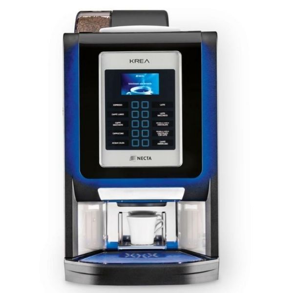 Necta Krea Prime is a coffee machine best suited for large businesses or offices. Makes a wide range of coffee drinks, Double shots strength coffee and uses freeze dried milk. 