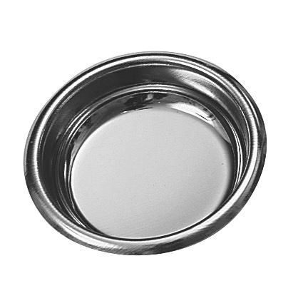 "Close-up of a 58mm blind filter, a tool used for cleaning and backflushing coffee machines. The stainless steel filter is circular and designed to fit into the portafilter, effectively blocking water flow for thorough cleaning."